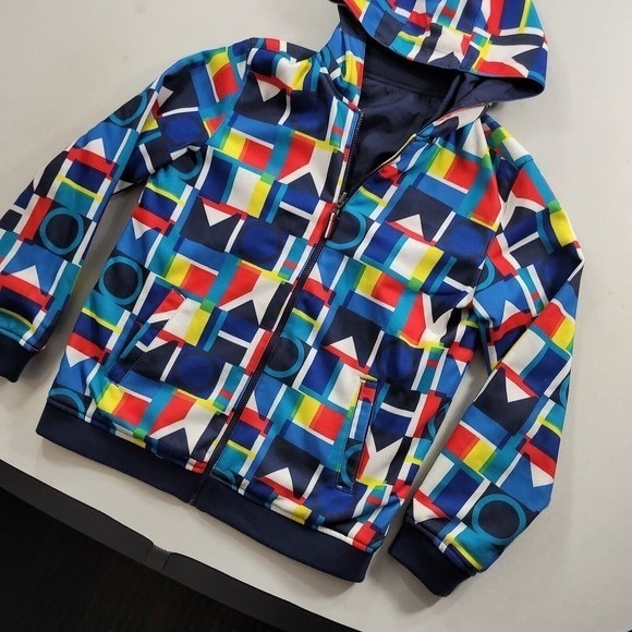 Tommy Hilfiger Reversible Varsity Jacket Mens Small Hooded Navy Blue RARE PRINT - Picture 6 of 12